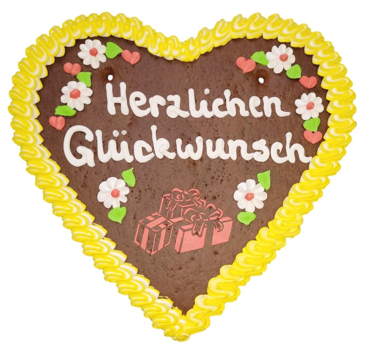 Lebkuchenherz XL (36x34cm), Herzlichen Glückwunsch - Lebkuchenherz.de